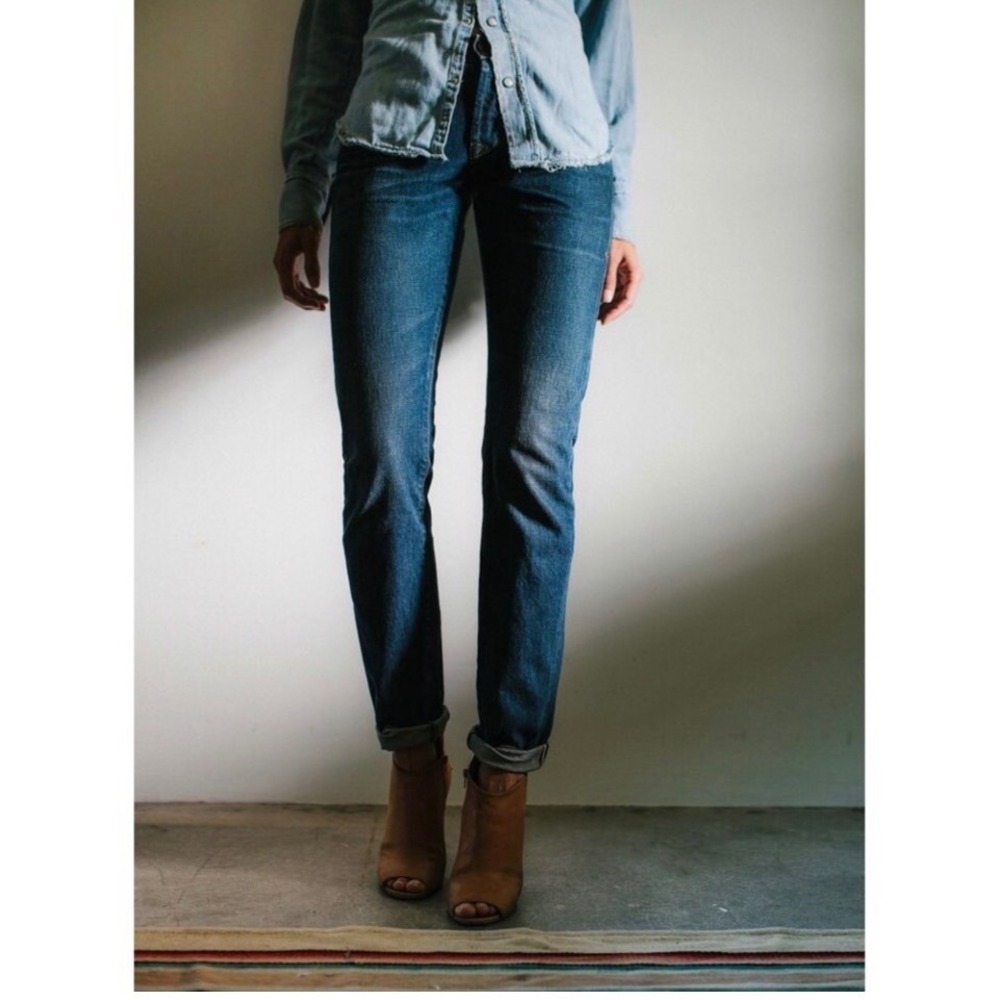 Imogene + Willie James Slim Straight‎ Leg Jeans Blue Indigo Size 25 Button Fly